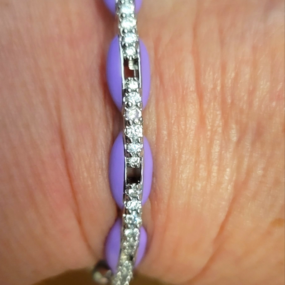 Melania Clara NWT Silver Lilac August Bracelet 7-9" - Picture 6 of 8